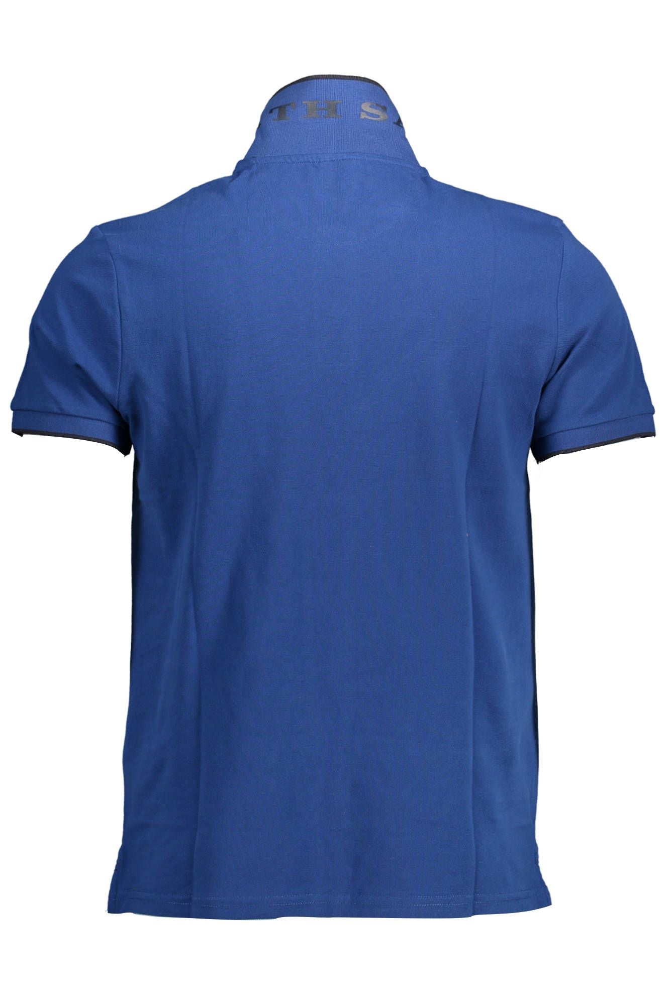 Blue Cotton Men Polo