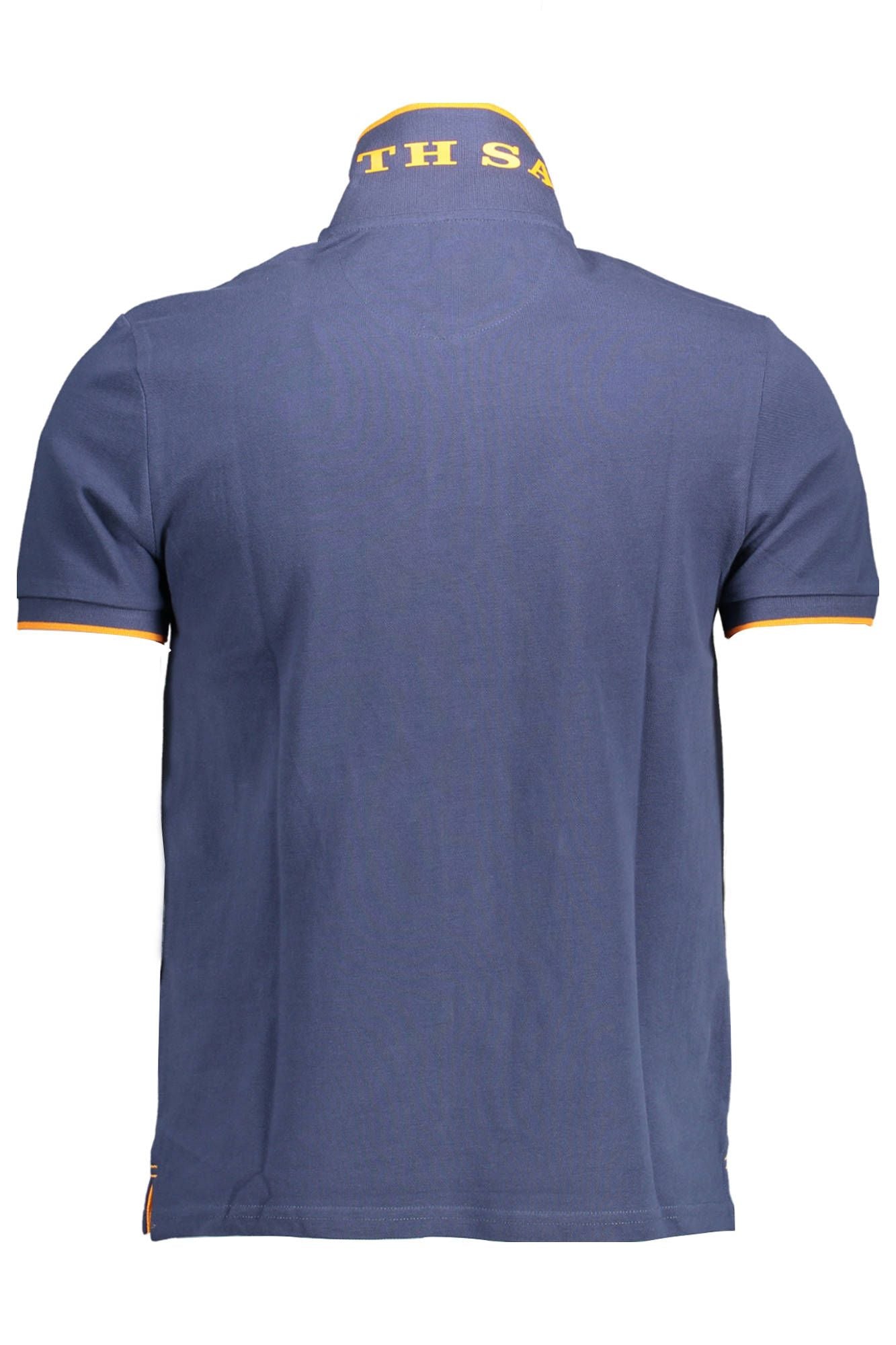 Blue Cotton Men Polo