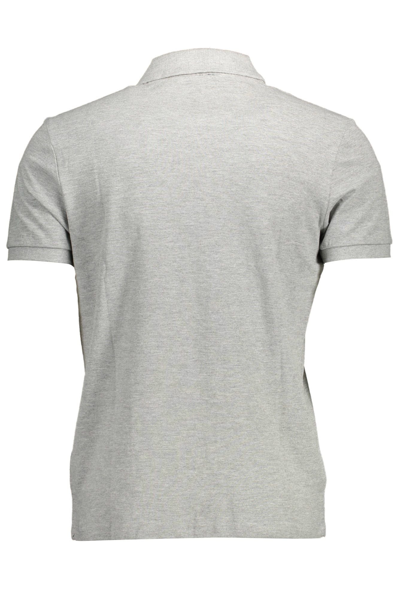 Gray Cotton Men Polo Shirt