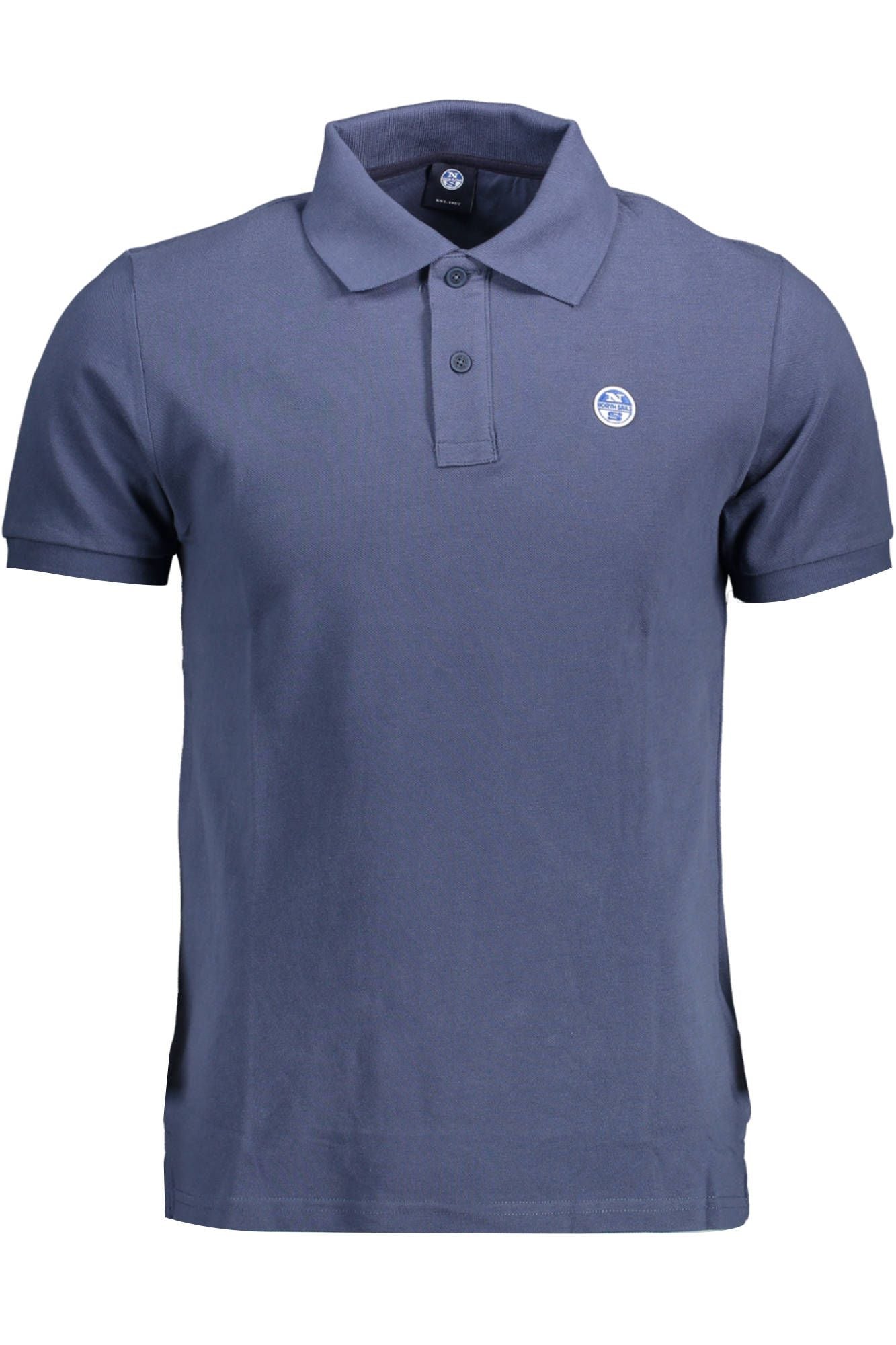 Blue Cotton Men Polo