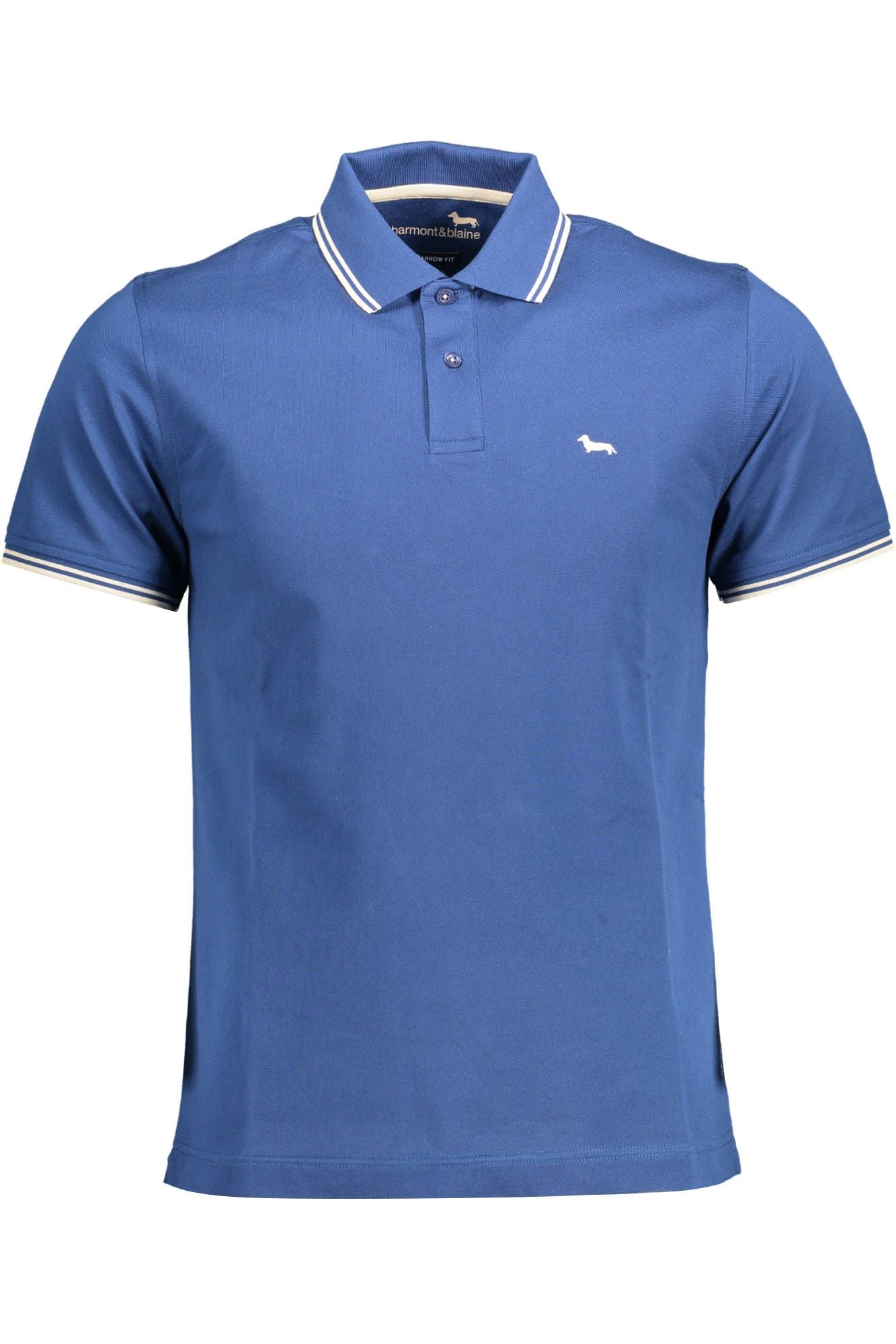Blue Cotton Men Polo Shirt