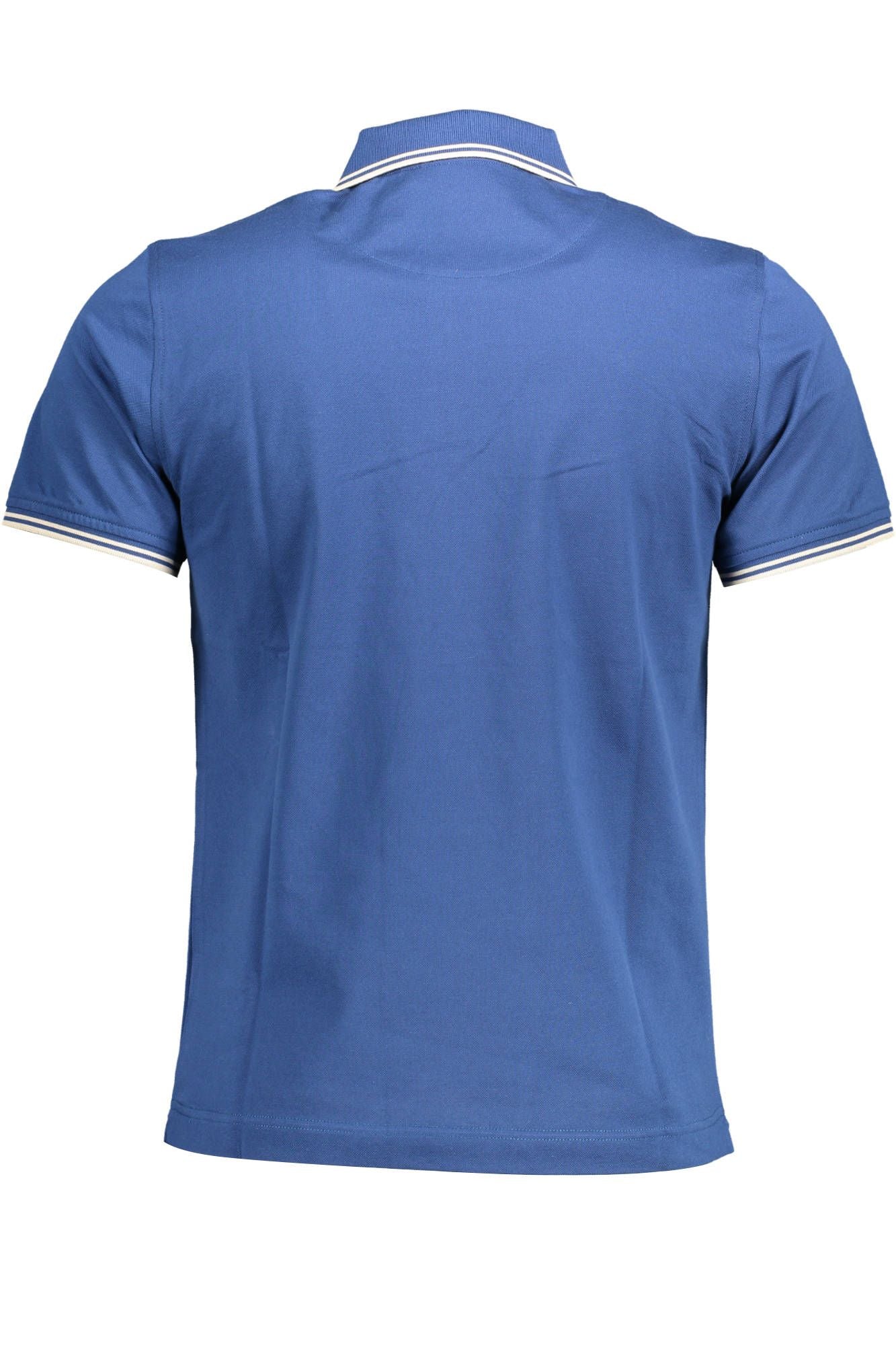Blue Cotton Men Polo Shirt