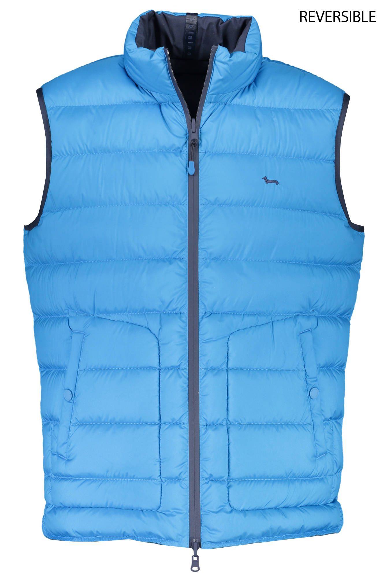 Blue Polyester Men Sleeveless Jacket
