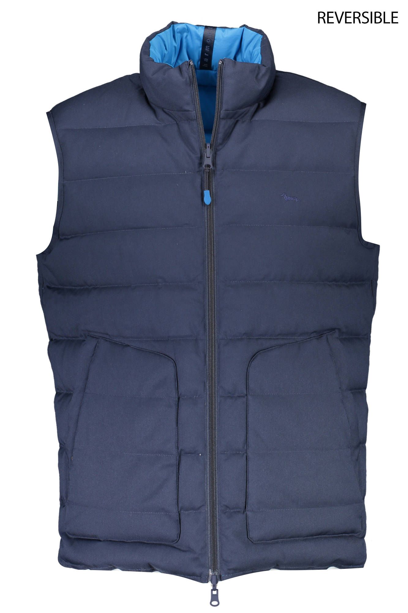 Blue Polyester Men Sleeveless Jacket