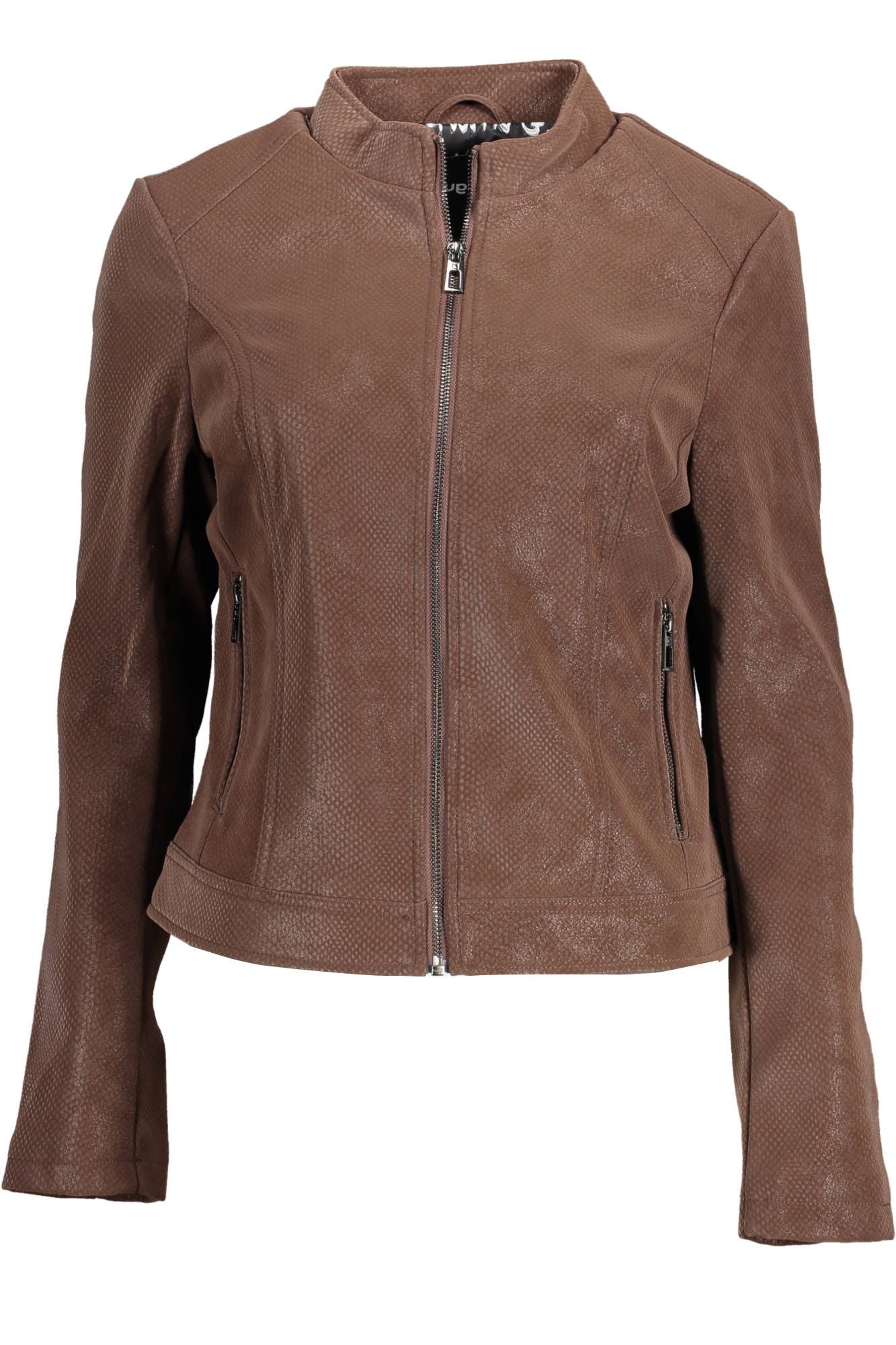 Brown Polyurethane Women Jacket