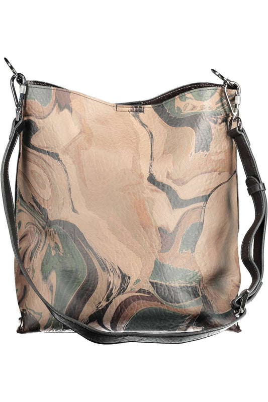 Brown Polyurethane Women Handbag