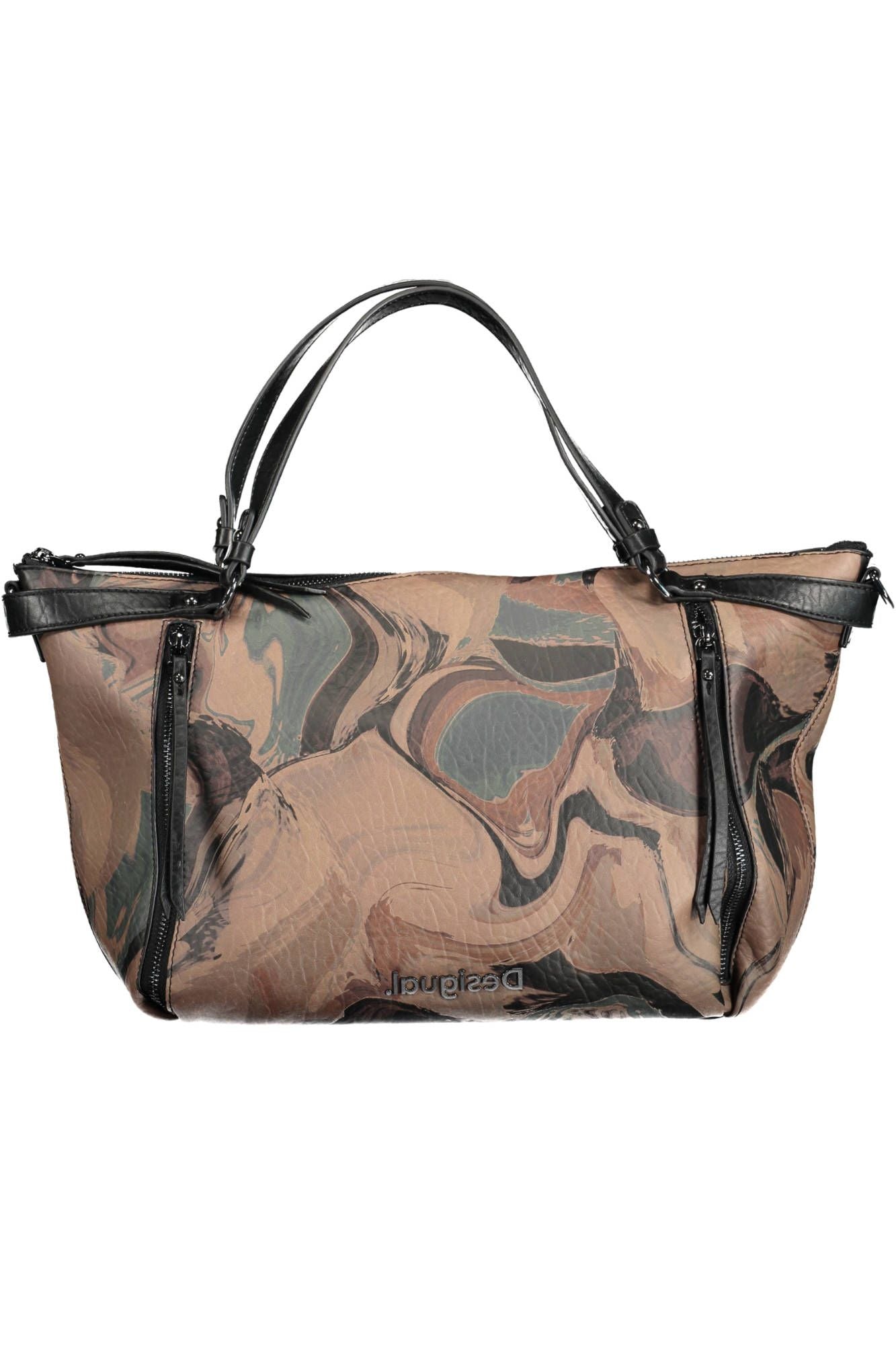 Brown Polyurethane Women Handbag