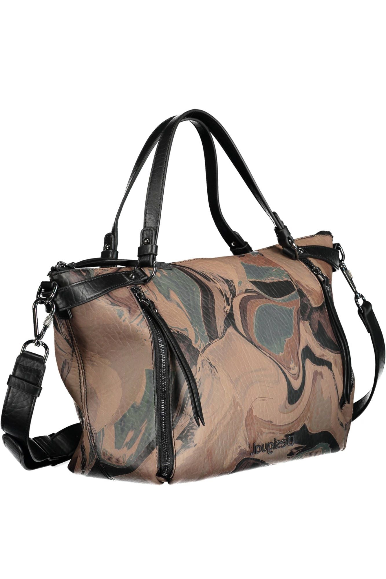 Brown Polyurethane Women Handbag