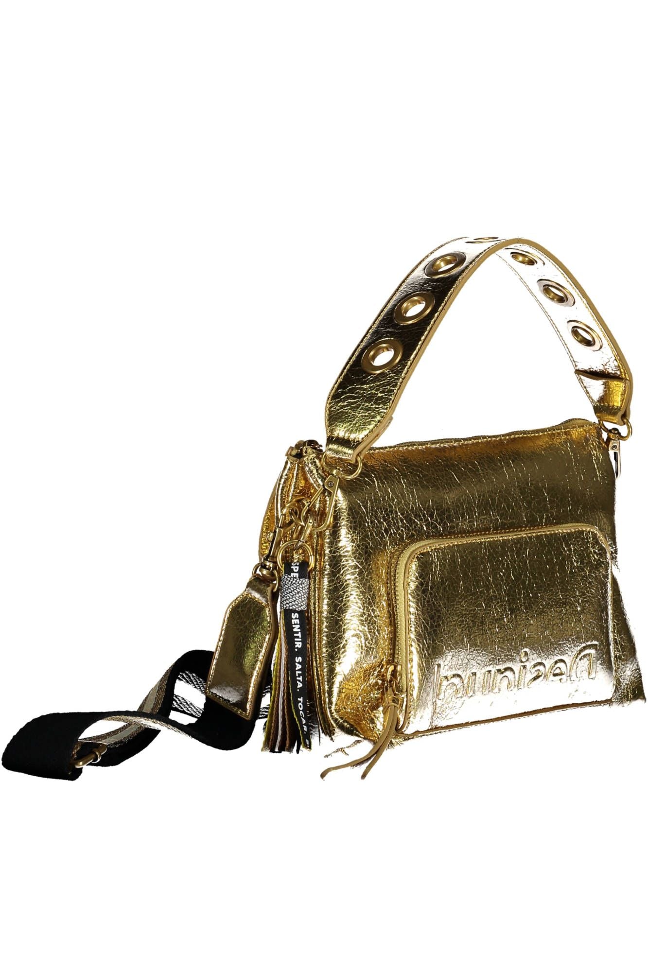 Gold Polyurethane Women Handbag