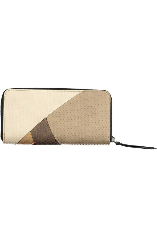 Beige Polyurethane Women Wallet