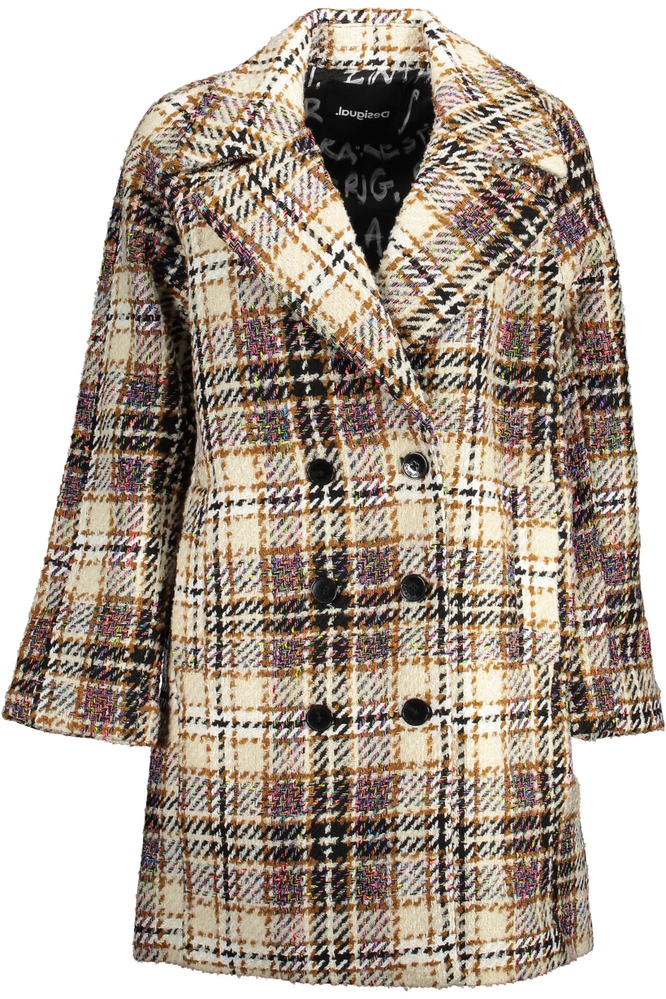 Beige Polyester Women Coat