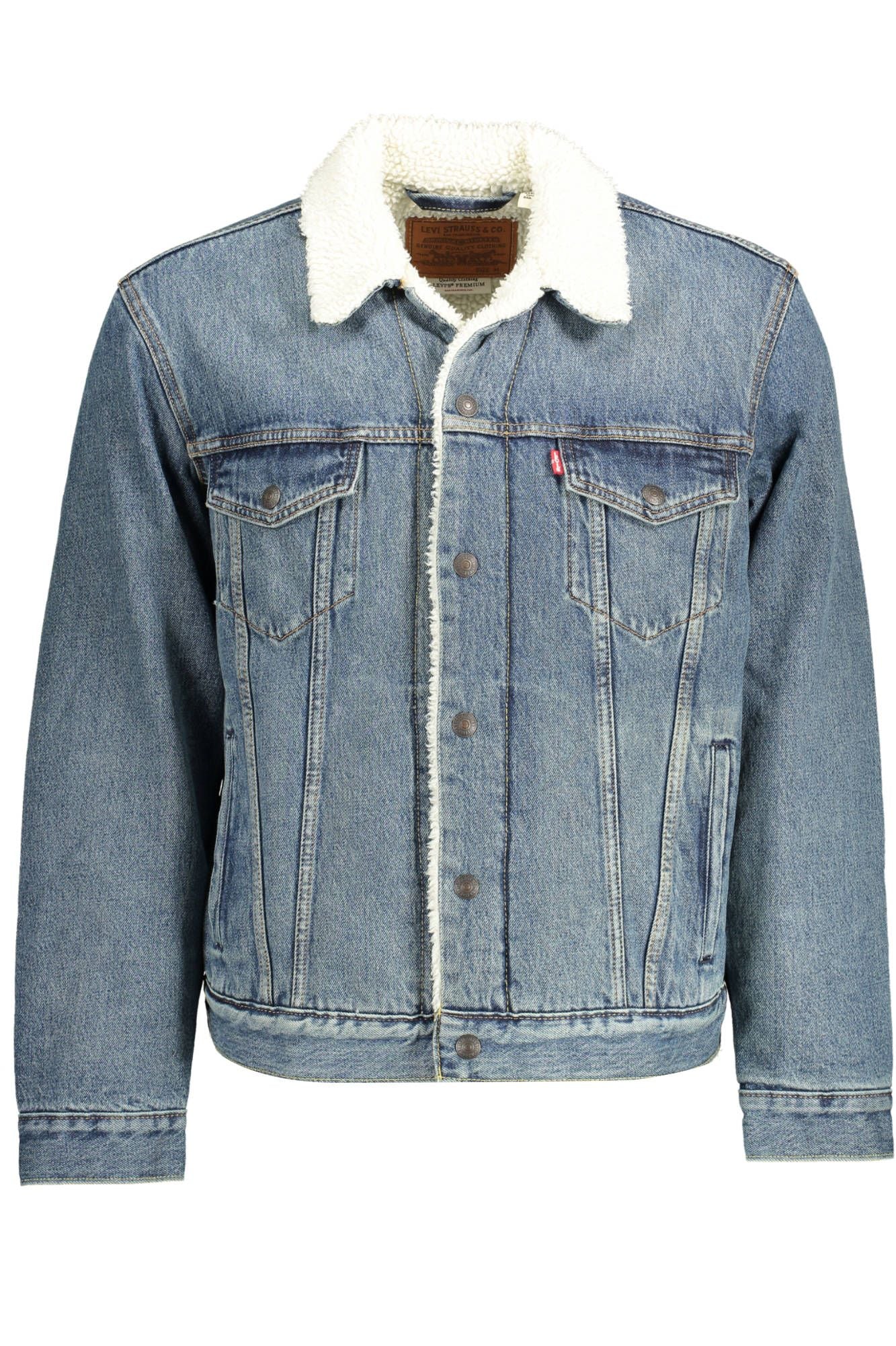 Blue Cotton Men Jacket