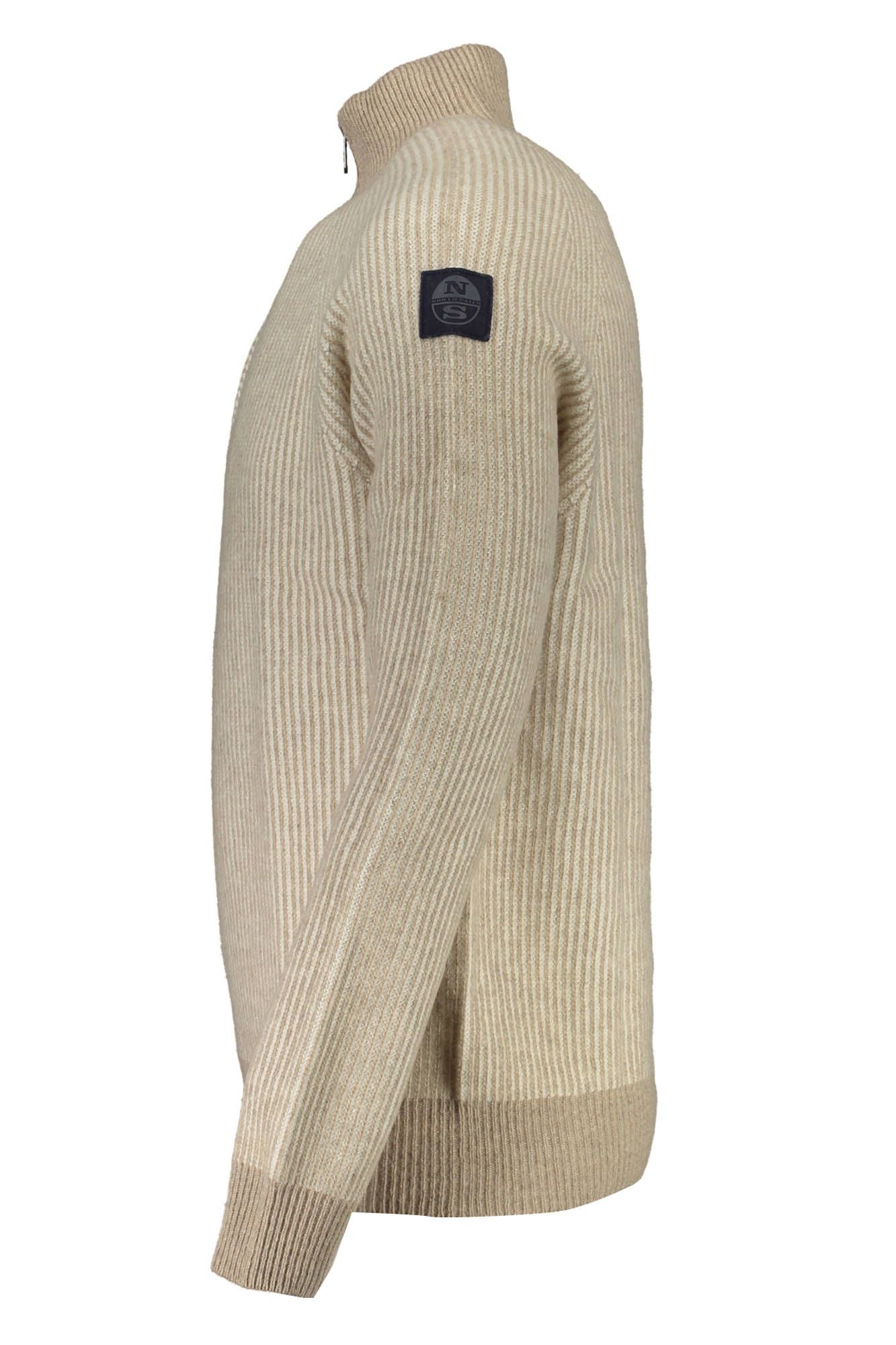 Beige Wool Men Sweater