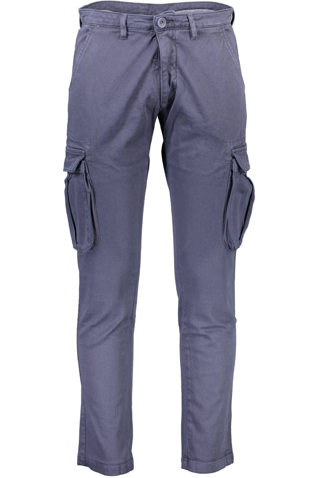 Blue Cotton Men Trouser