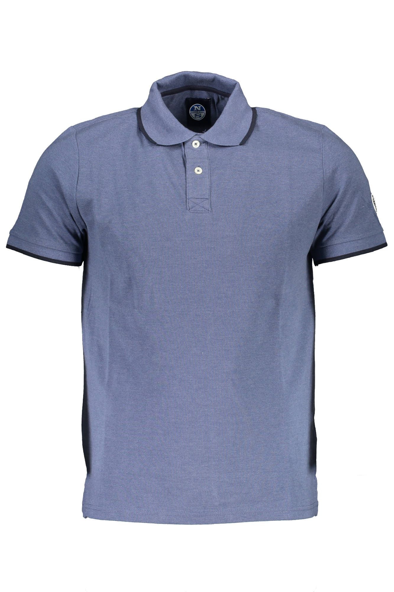 Blue Cotton Men Polo Shirt