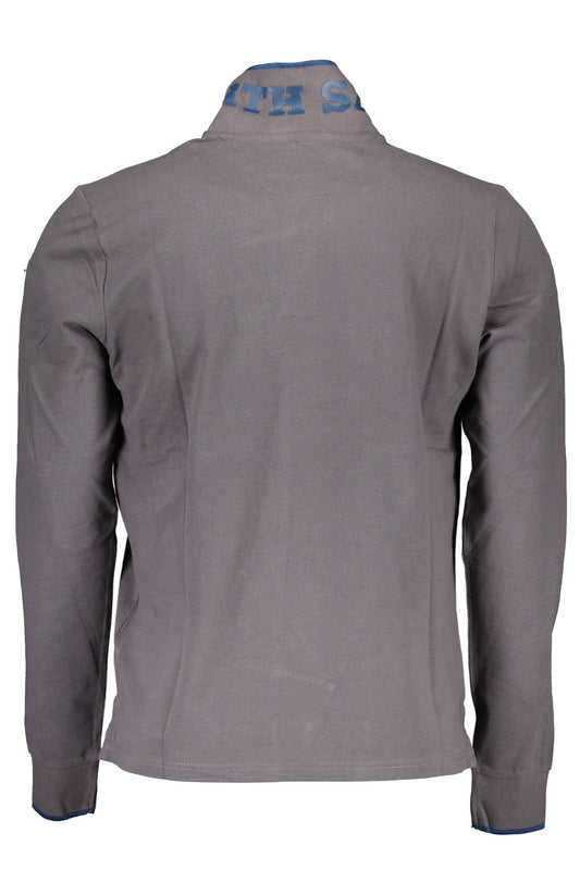 Gray Cotton Men Polo Shirt