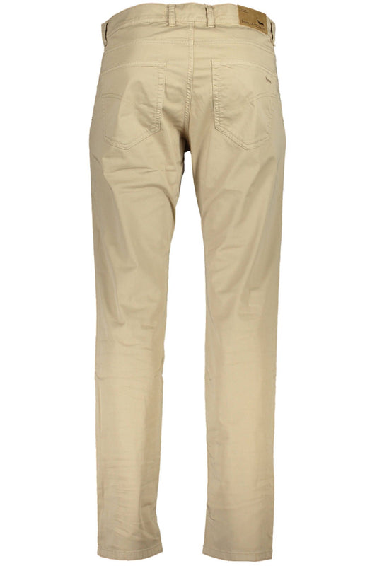 Beige Cotton Men Trouser