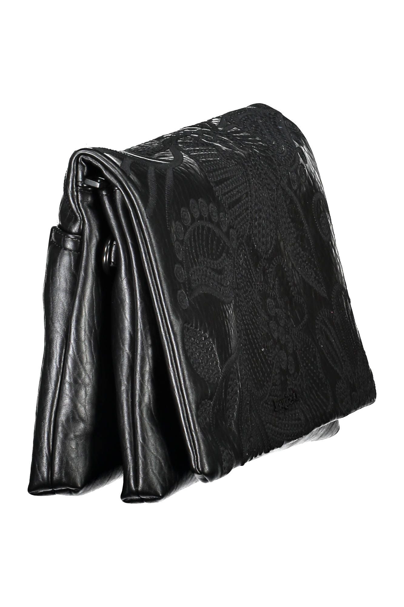 Black Polyurethane Women Handbag