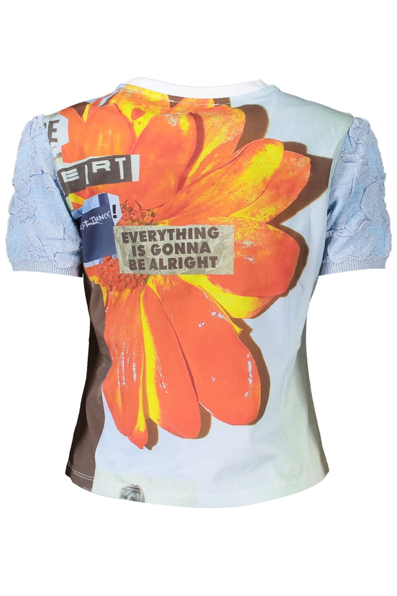 Light Blue Cotton Women T-Shirt