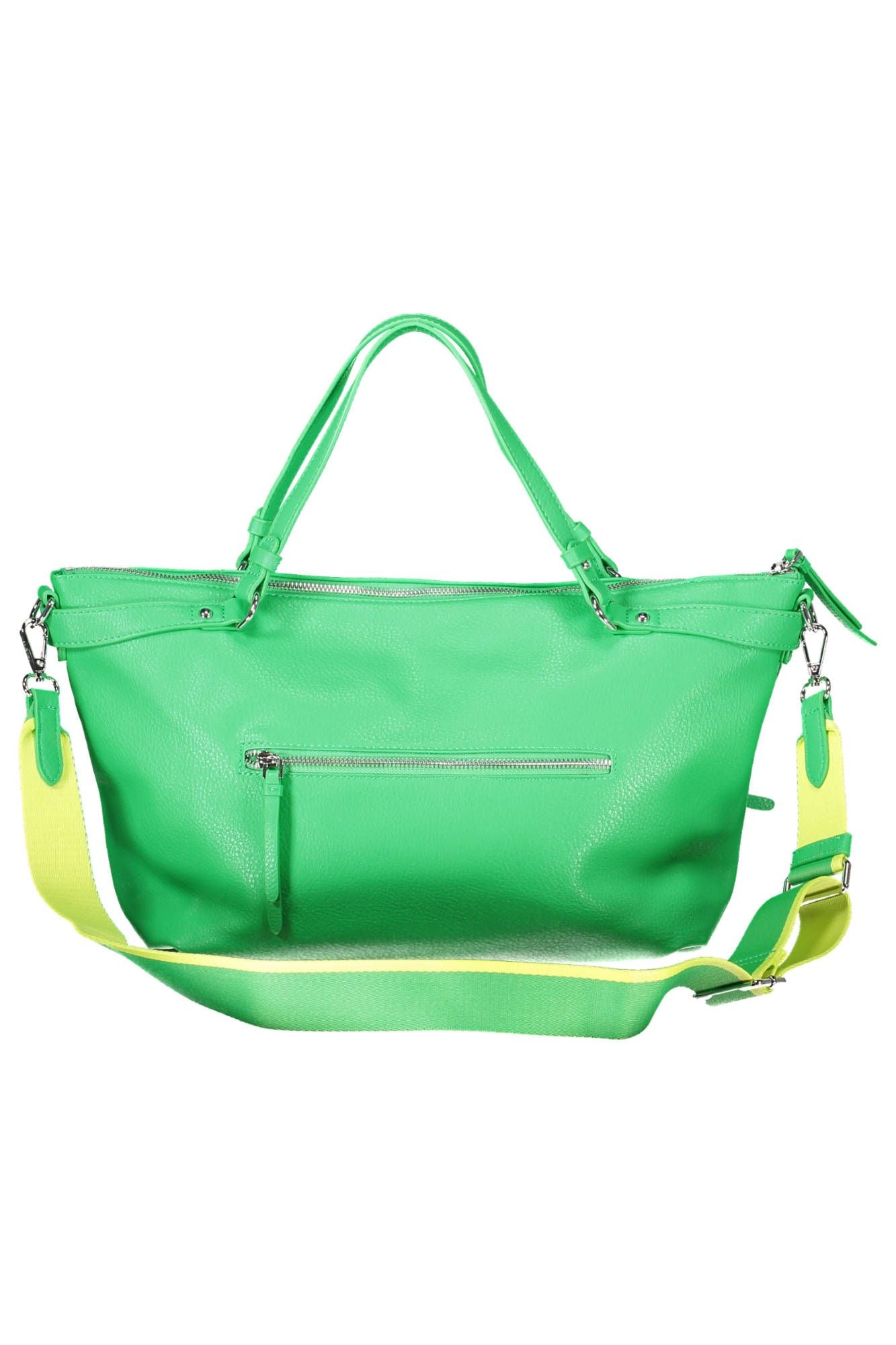 Green Polyurethane Women Handbag