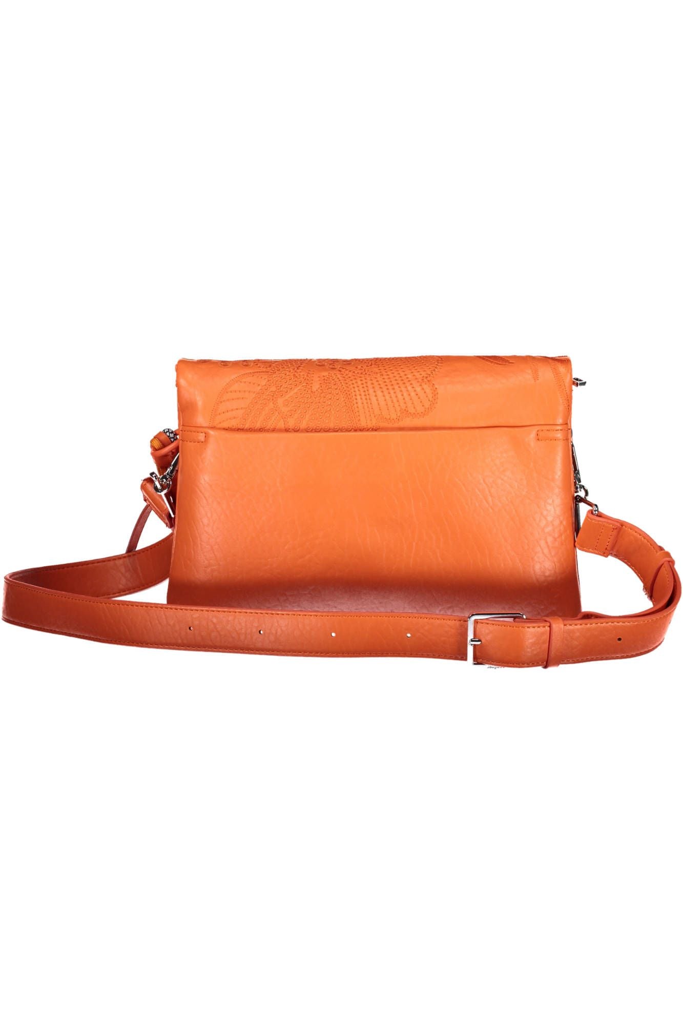 Orange Polyurethane Women Handbag