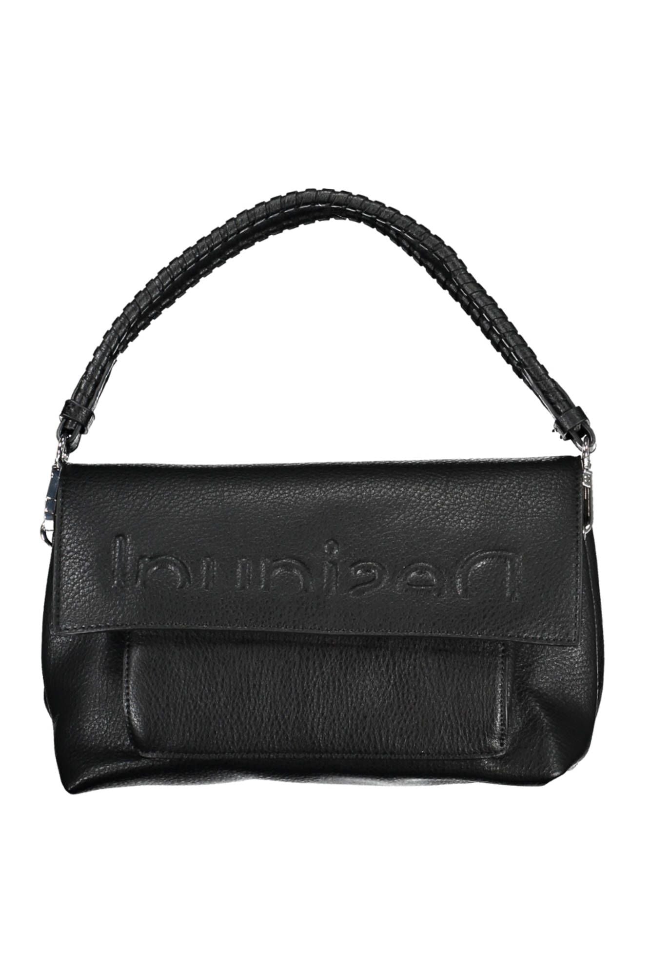 Black Polyurethane Women Handbag