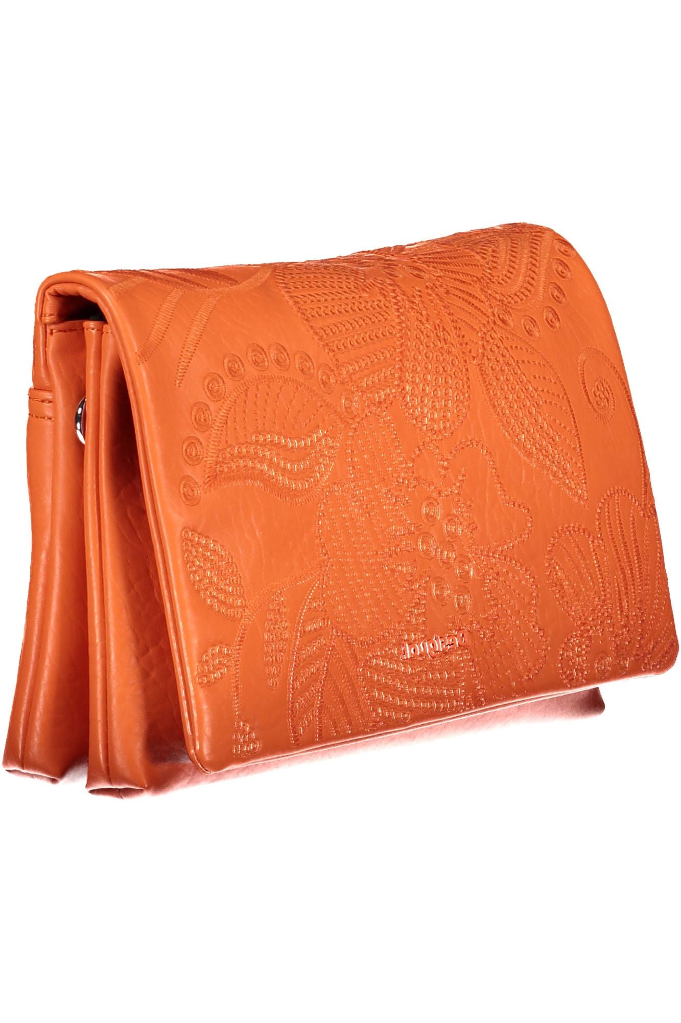 Orange Polyurethane Women Handbag