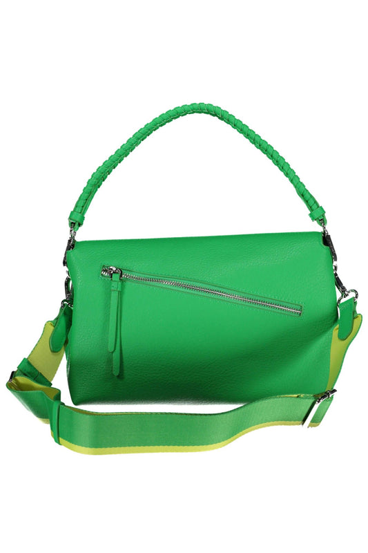 Green Polyurethane Women Handbag