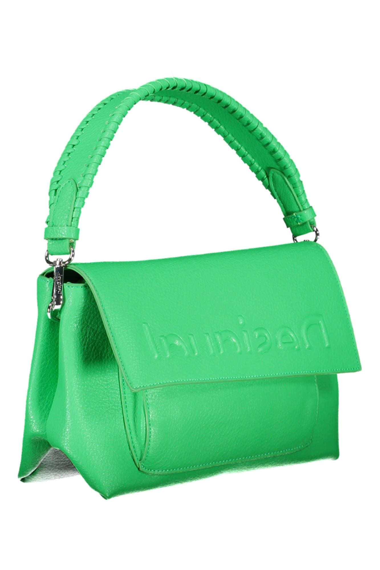 Green Polyurethane Women Handbag