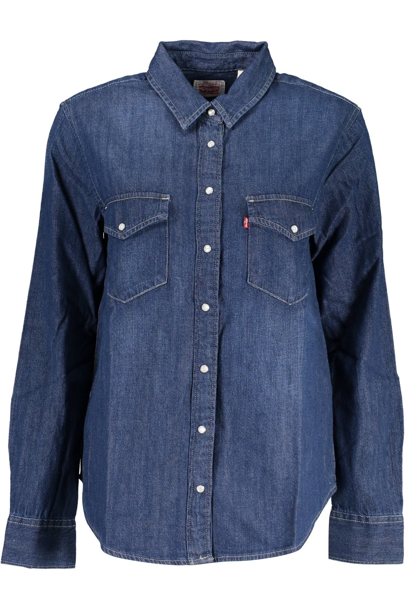 Blue Cotton Women Shirt