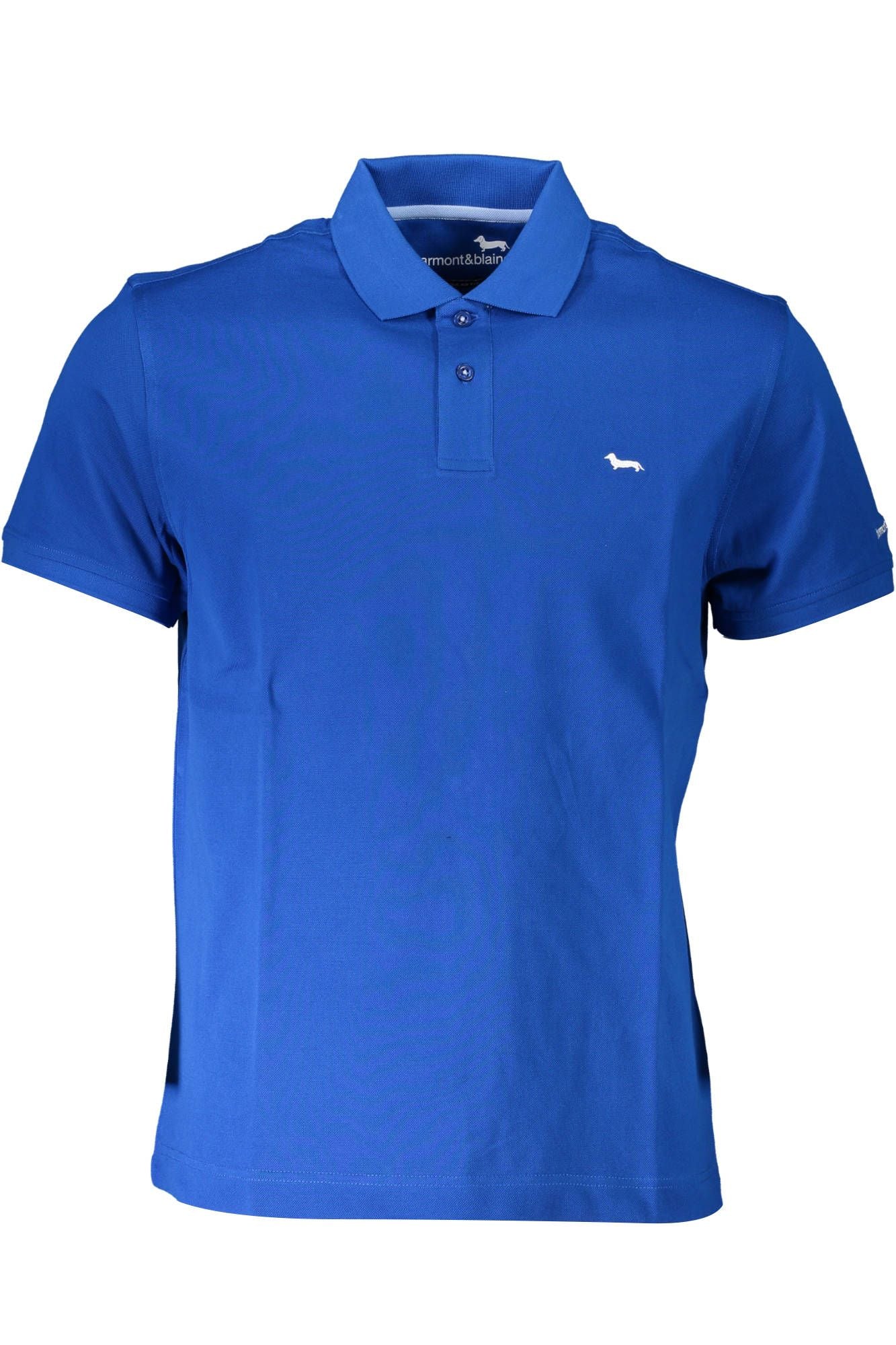 Blue Cotton Men Polo Shirt