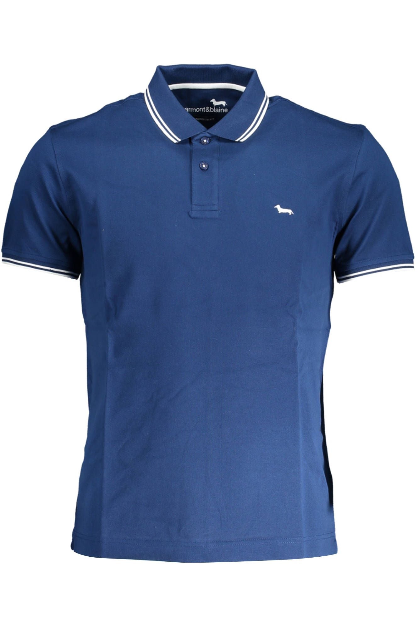 Blue Cotton Men Polo Shirt