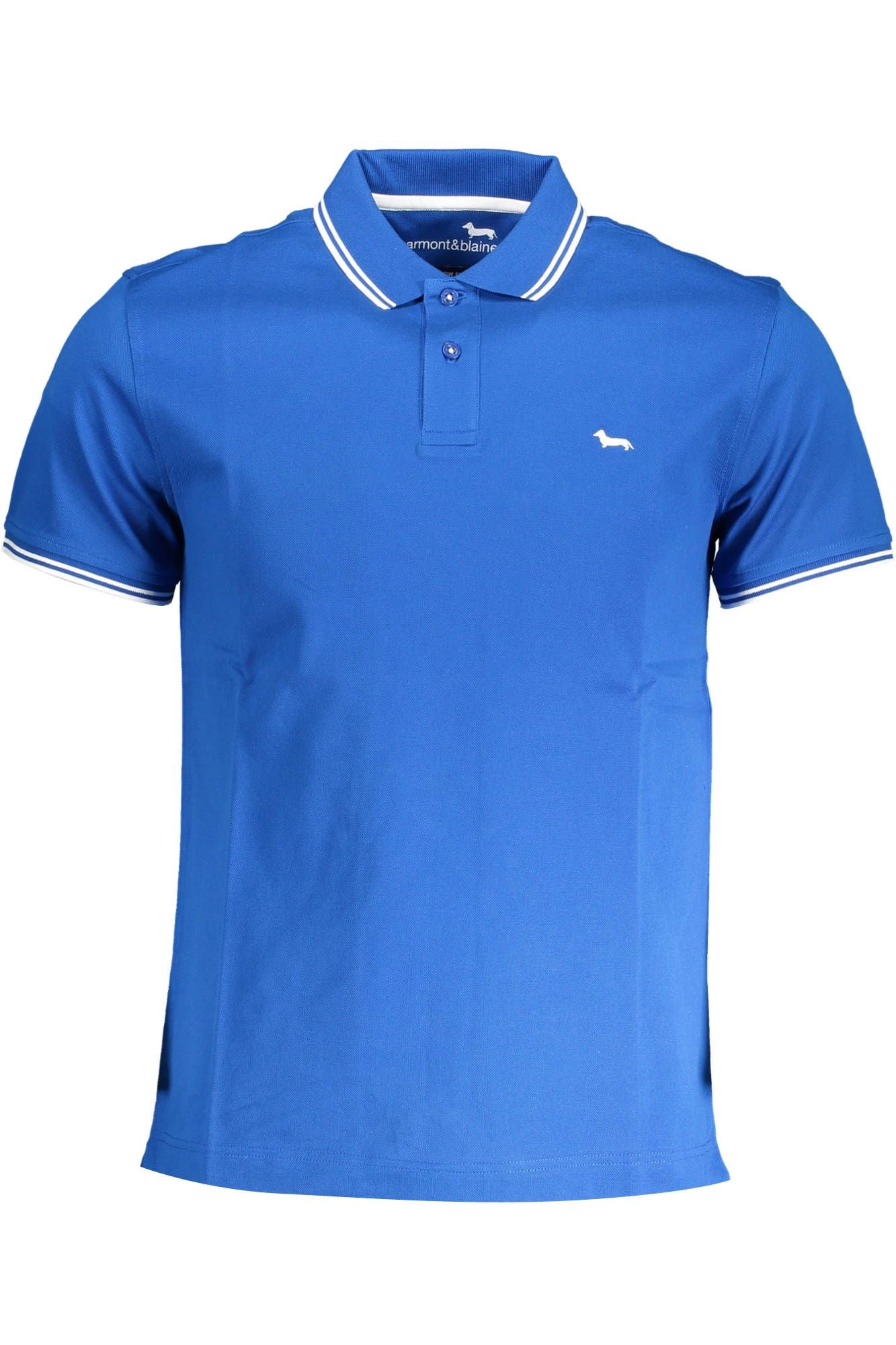 Blue Cotton Men Polo Shirt