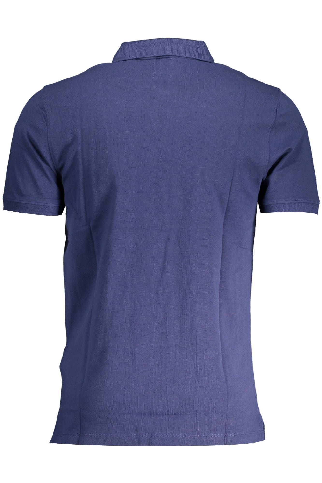 Blue Cotton Men Polo