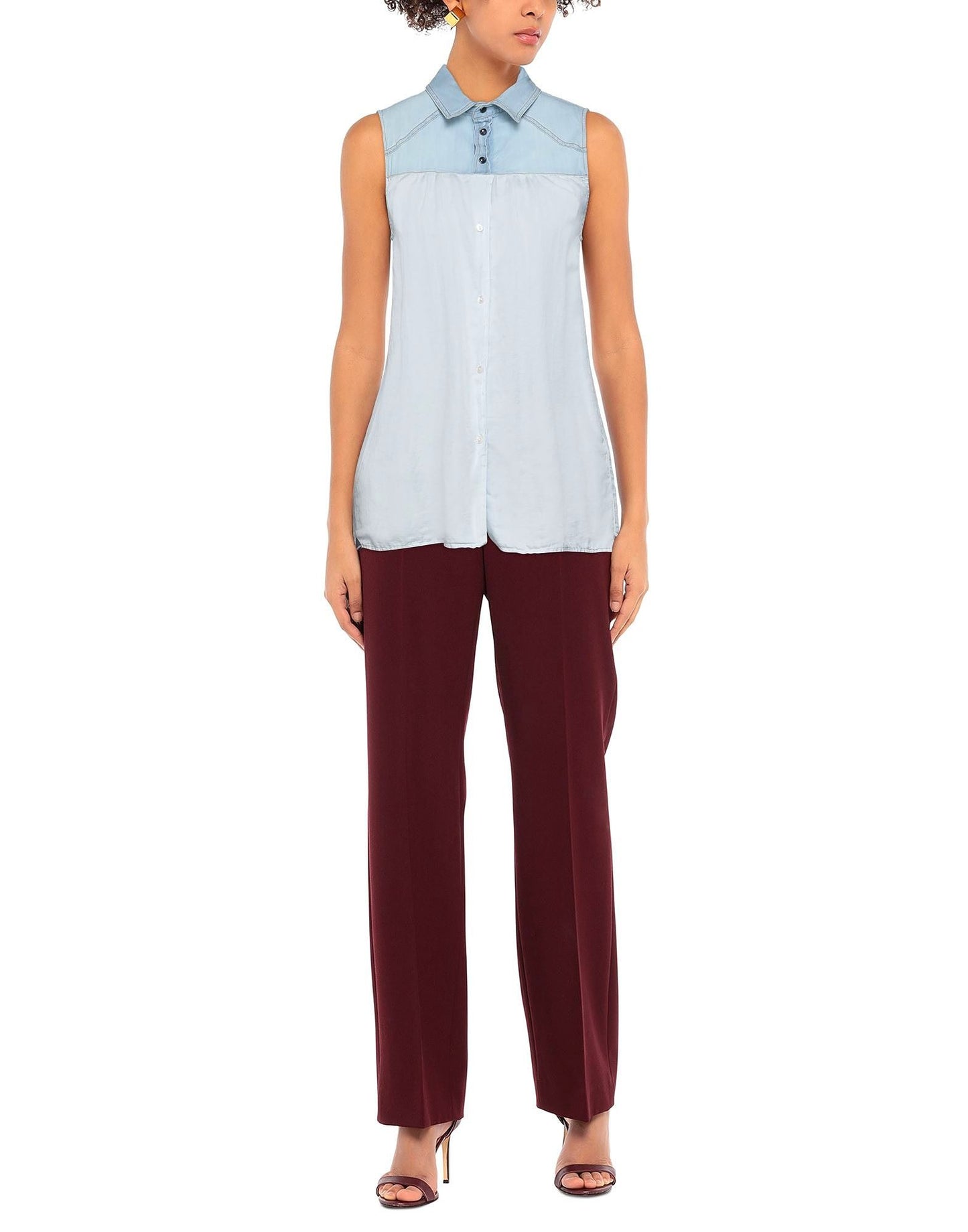 Light Blue Silk Women Shirt