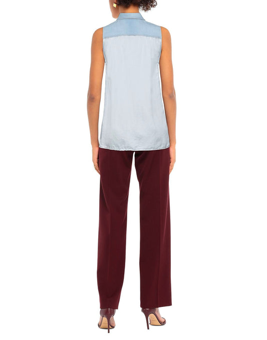 Light Blue Silk Women Shirt