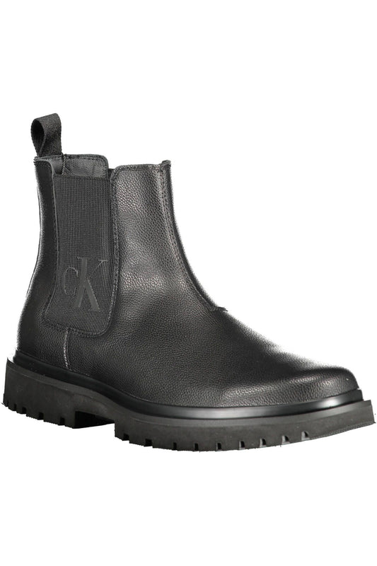 Black Polyester Men Boot