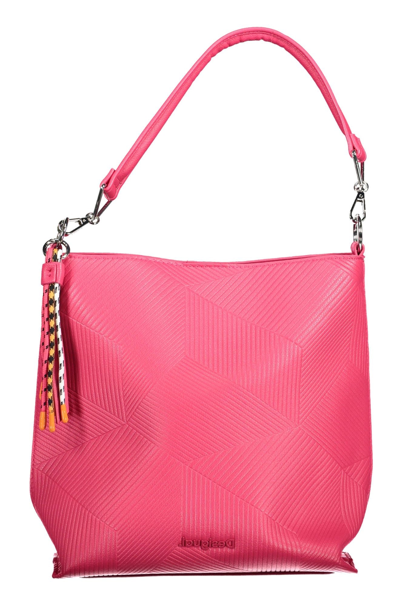 Pink Polyurethane Women Handbag