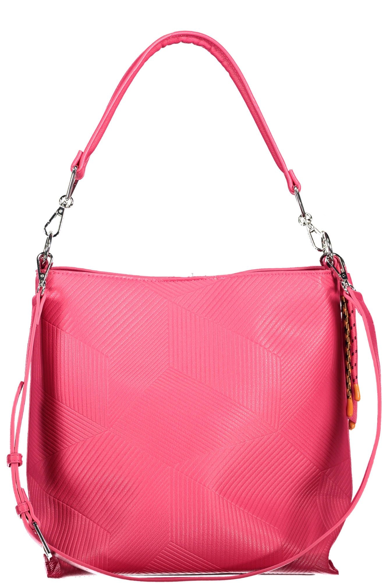 Pink Polyurethane Women Handbag