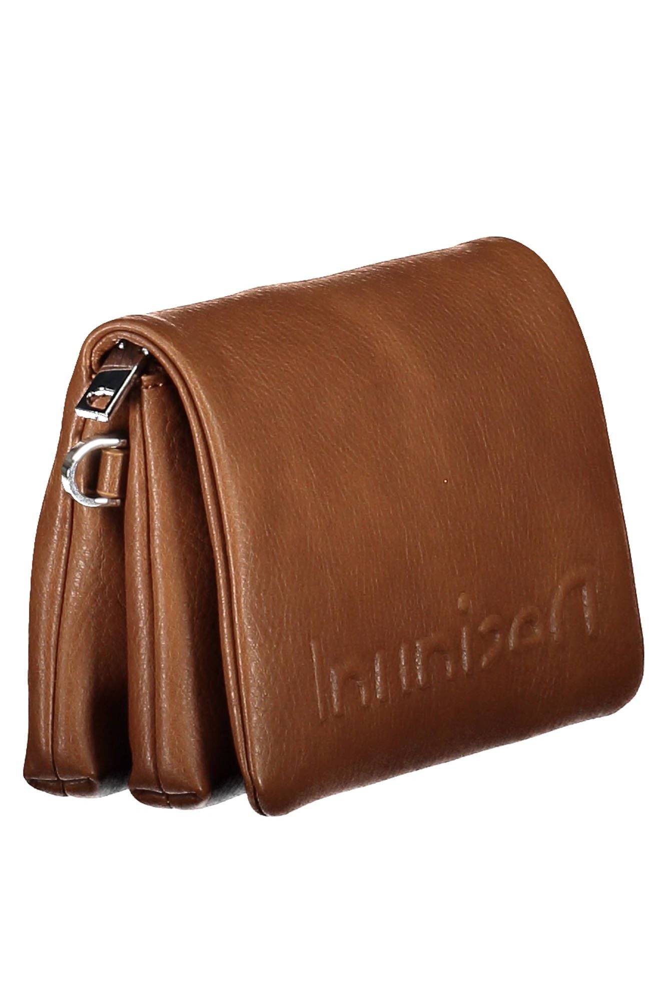 Brown Polyurethane Women Handbag