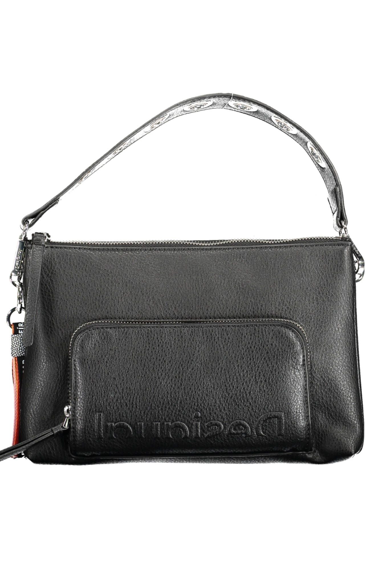 Black Polyurethane Women Handbag