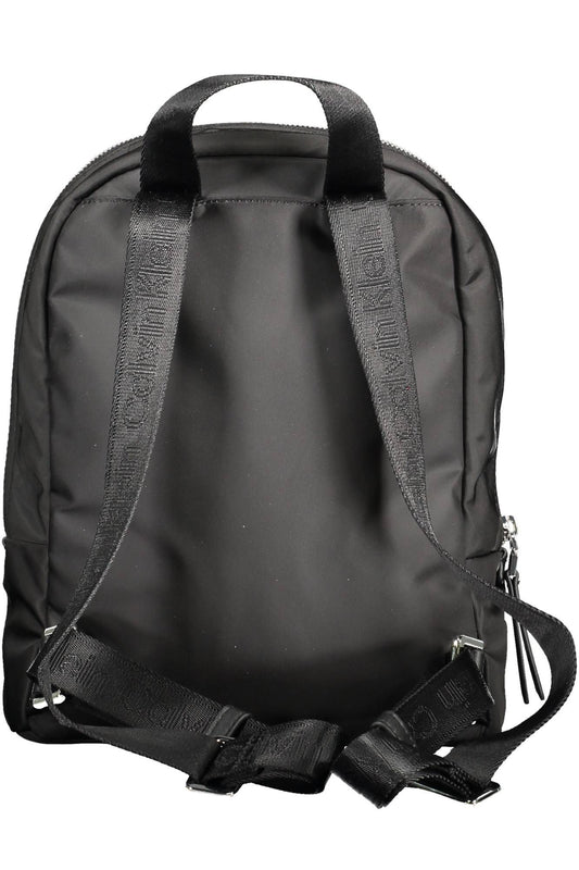 Black Polyester Women Backpack