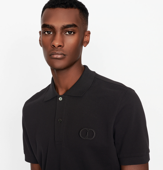 Black Cotton Men Polo Shirt