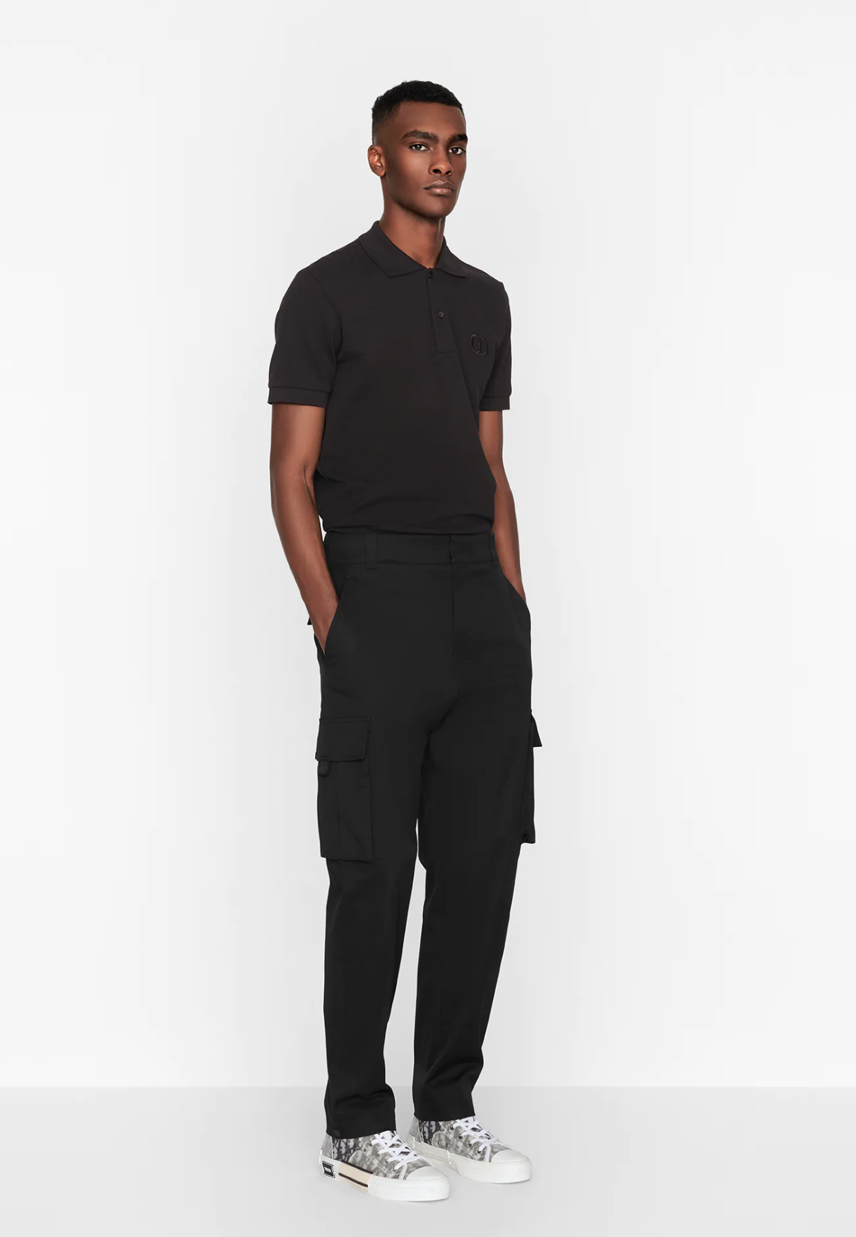 Black Cotton Men Polo Shirt