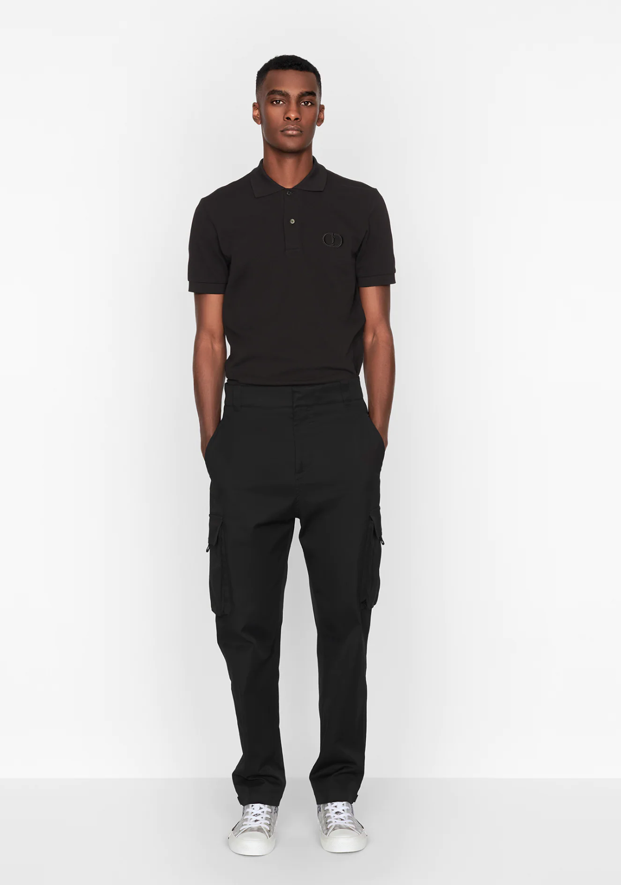 Black Cotton Men Polo Shirt