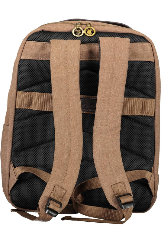 Brown Polyester Men Backpack