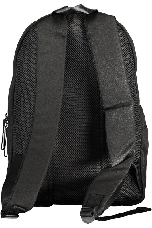 Black Polyester Men Backpack