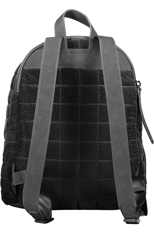 Black Polyurethane Women Backpack