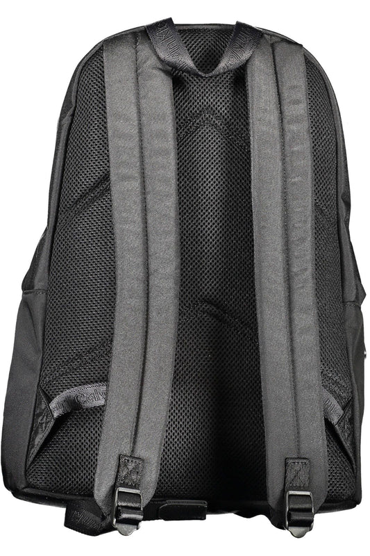 Black Polyester Men Backpack