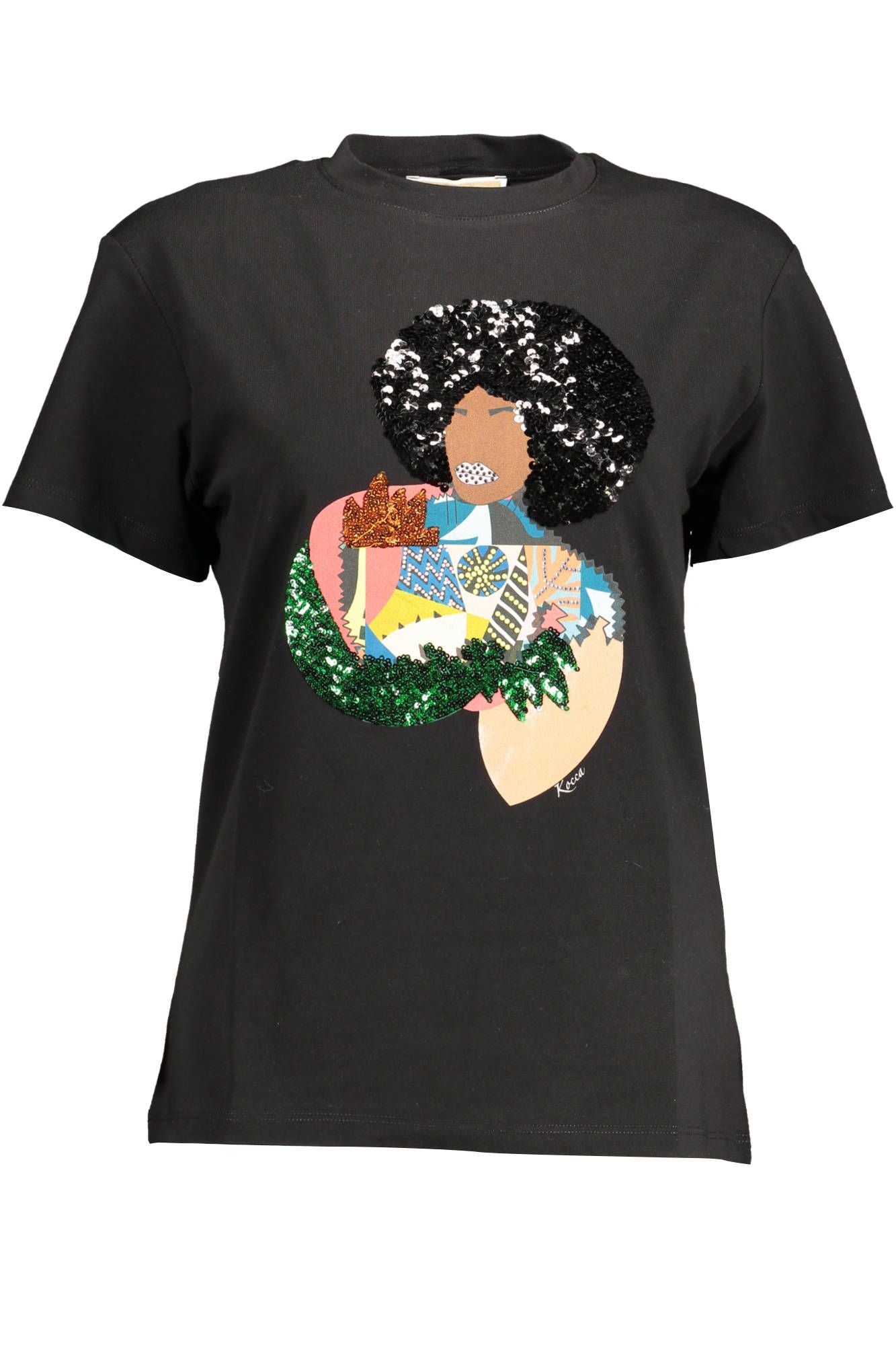 Black Cotton Women T-Shirt